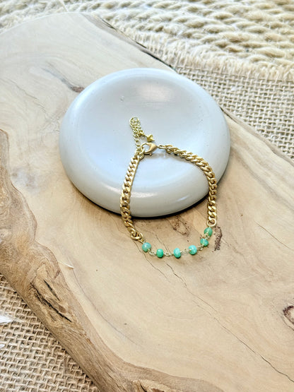 Chrysoprase + Matte Gold Bracelet