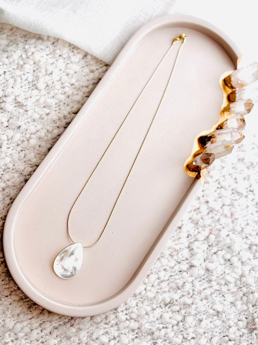 Mother of Pearl + Gold Teardrop Necklace