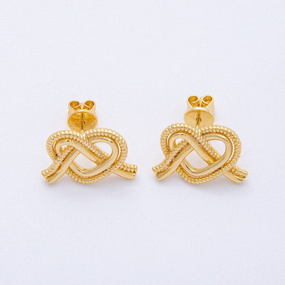 Gold Pretzel Stud Earrings