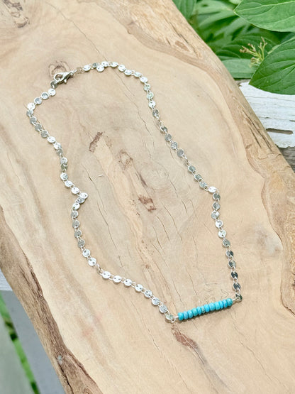 Sleeping Beauty Turquoise + Silver Sequin Necklace