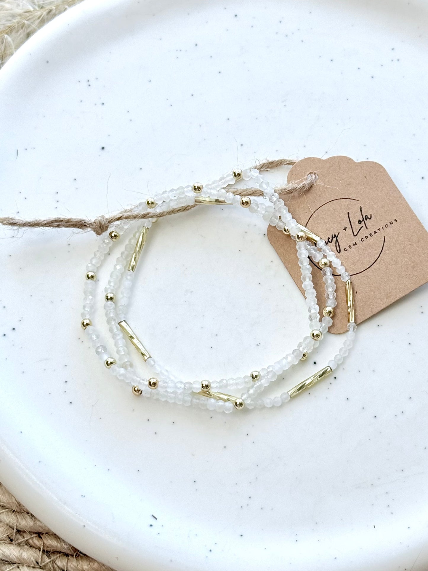 White Moonstone + Gold Stack (3-stack)