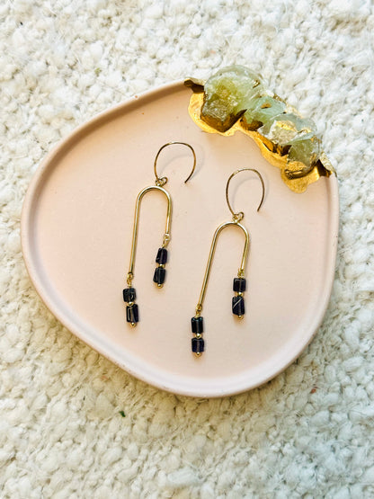 Iolite + Gold Rainbow Earrings