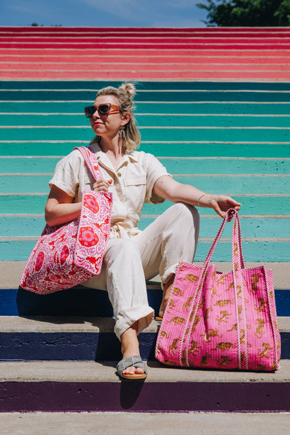 Bright Pink Tiger Tote Bag
