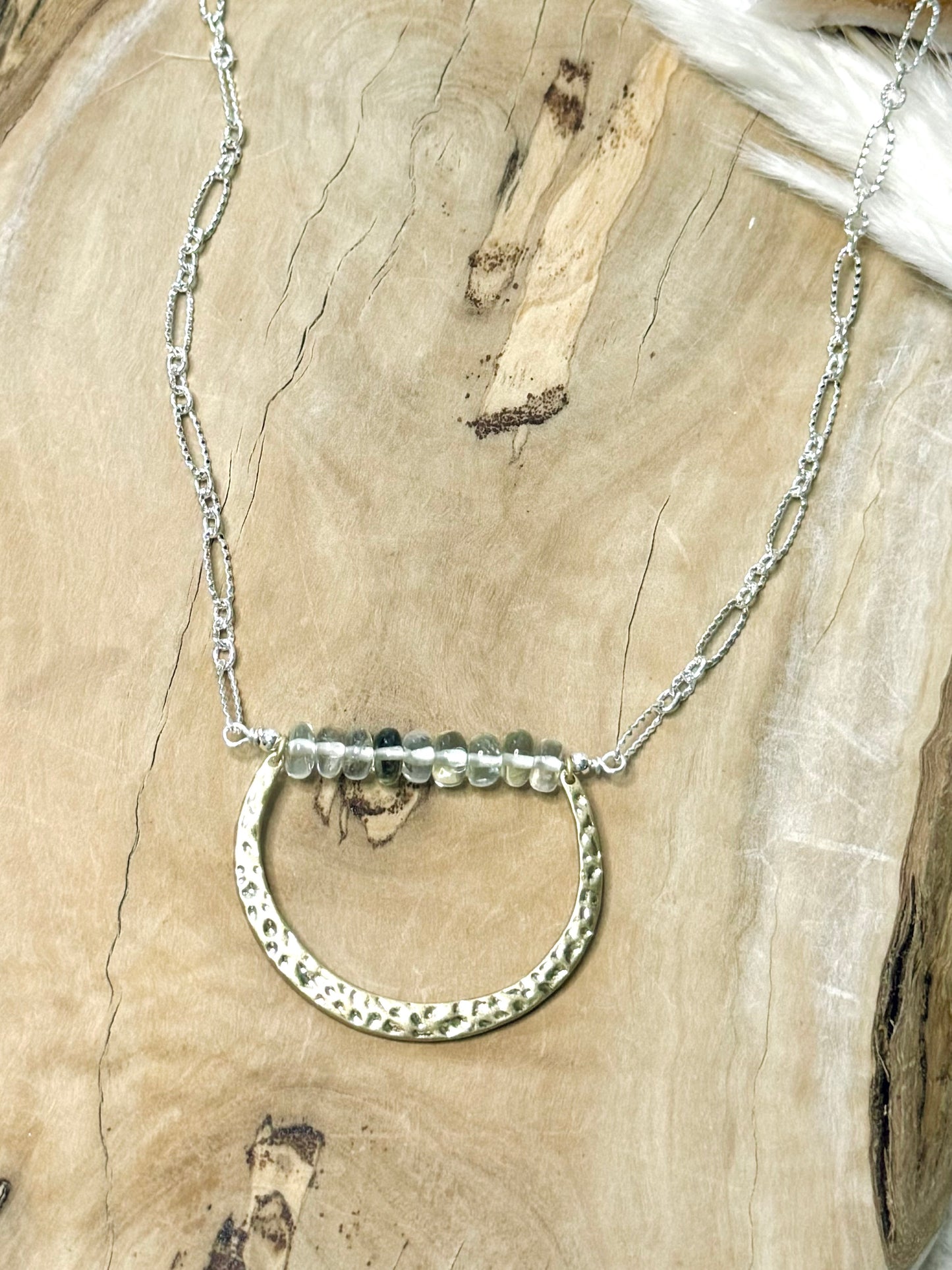 Green Amethyst + Mixed Metals Horseshoe Necklace