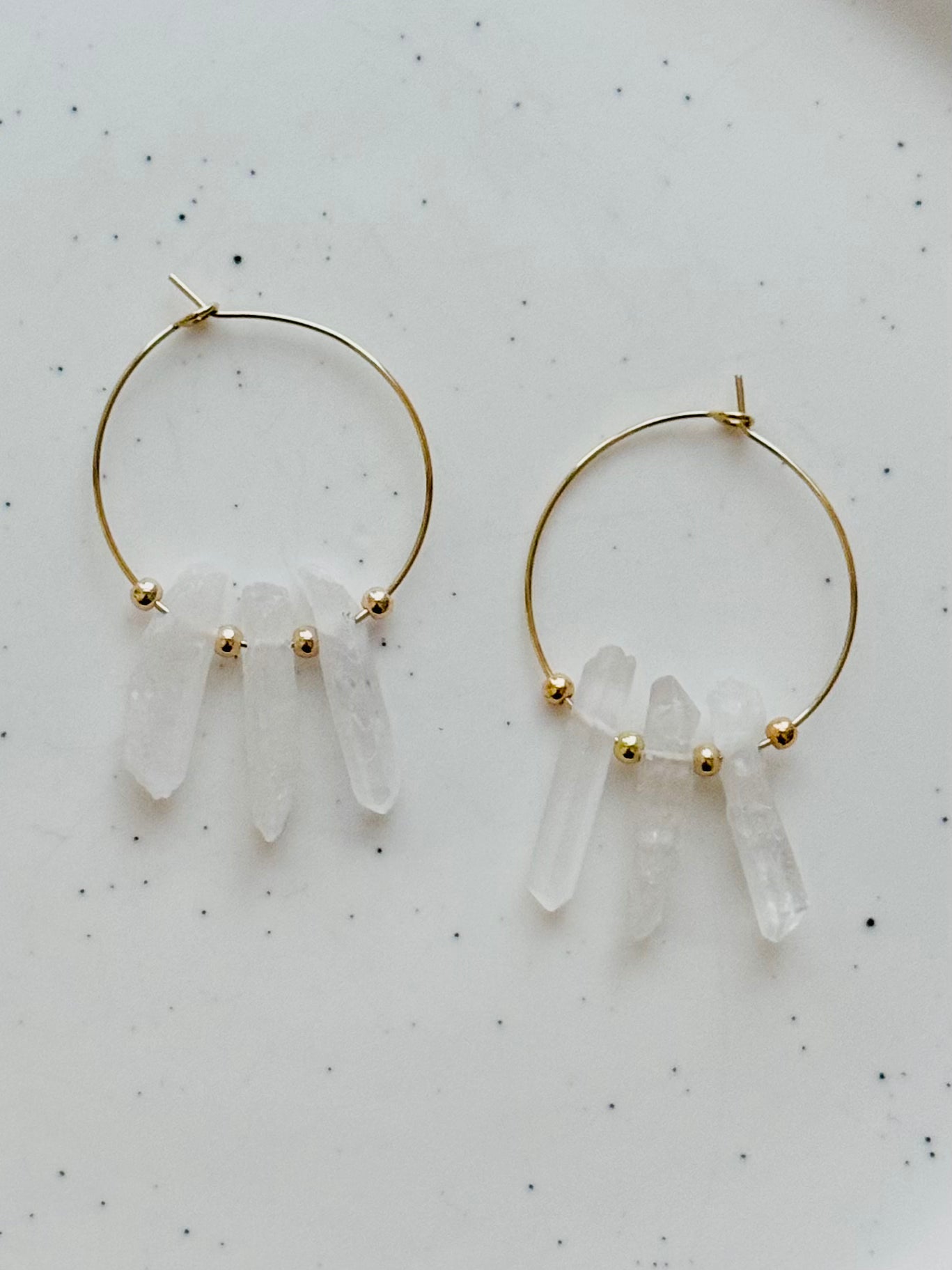 Quartz Spike + Gold Hoop Earrings