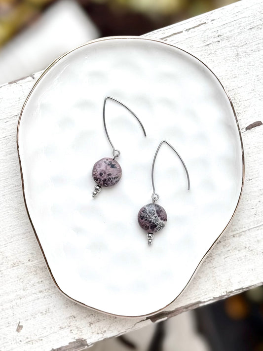 Red Picture Jasper + Silver Earrings