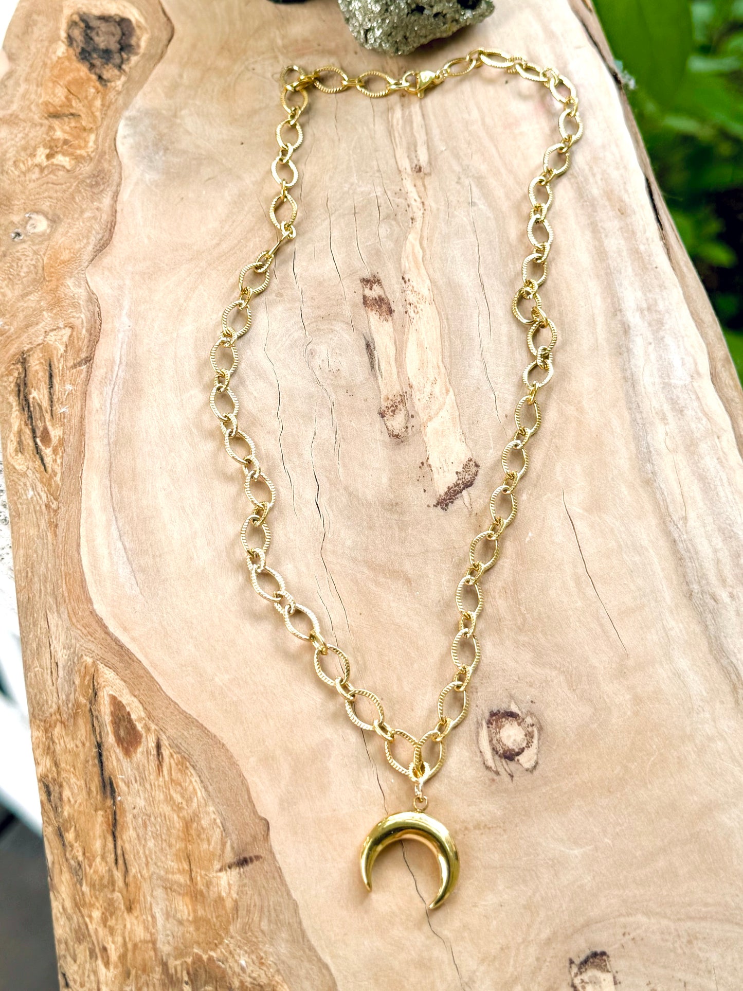 Crescent Moon + Waterproof Gold Necklace