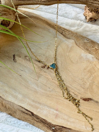 Labradorite + Gold Lariat Necklace