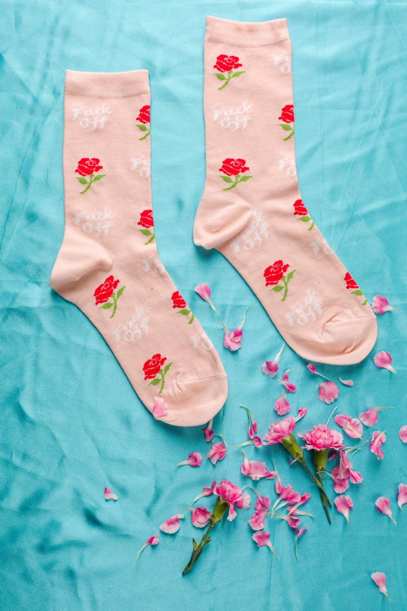 Fuck Off Rose Crew Socks