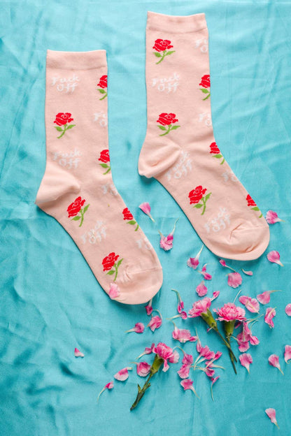 Fuck Off Rose Crew Socks