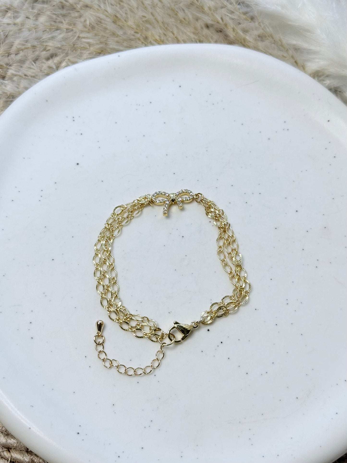 Crystal Bow + Gold Chain Bracelet