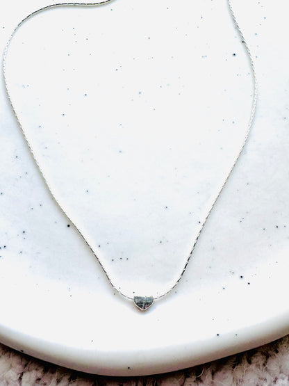 Tiny Silver Heart Necklace