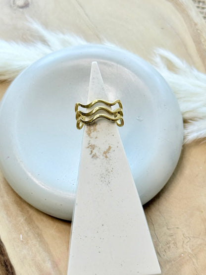 Gold Stainless Steel Wavy Ring
