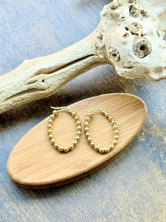 Gold Stainless Steel Bubble Hoops Earrings