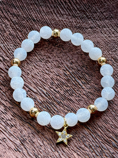 Matte Weathered Agate + Gold Chunky Charm Band