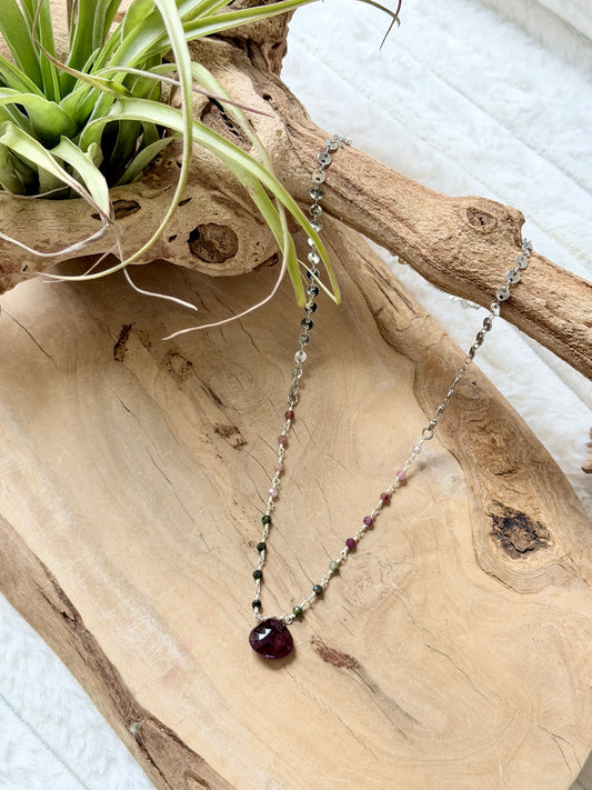 Tourmaline + Silver Stainless Necklace