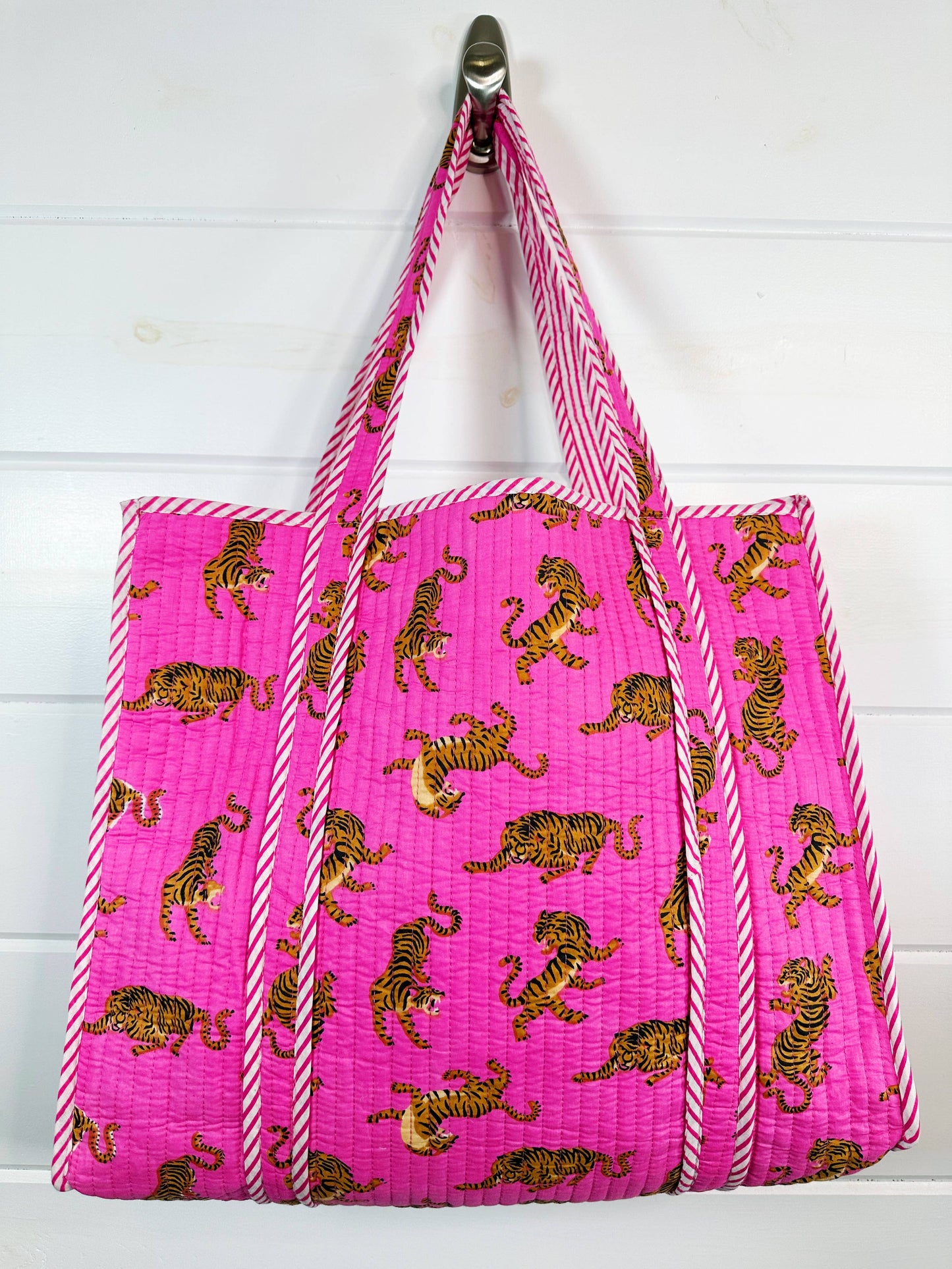 Bright Pink Tiger Tote Bag