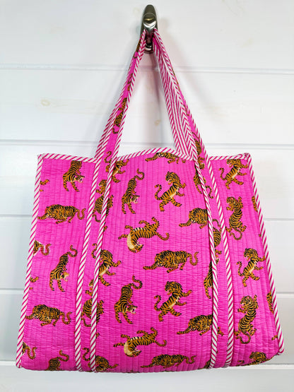 Bright Pink Tiger Tote Bag