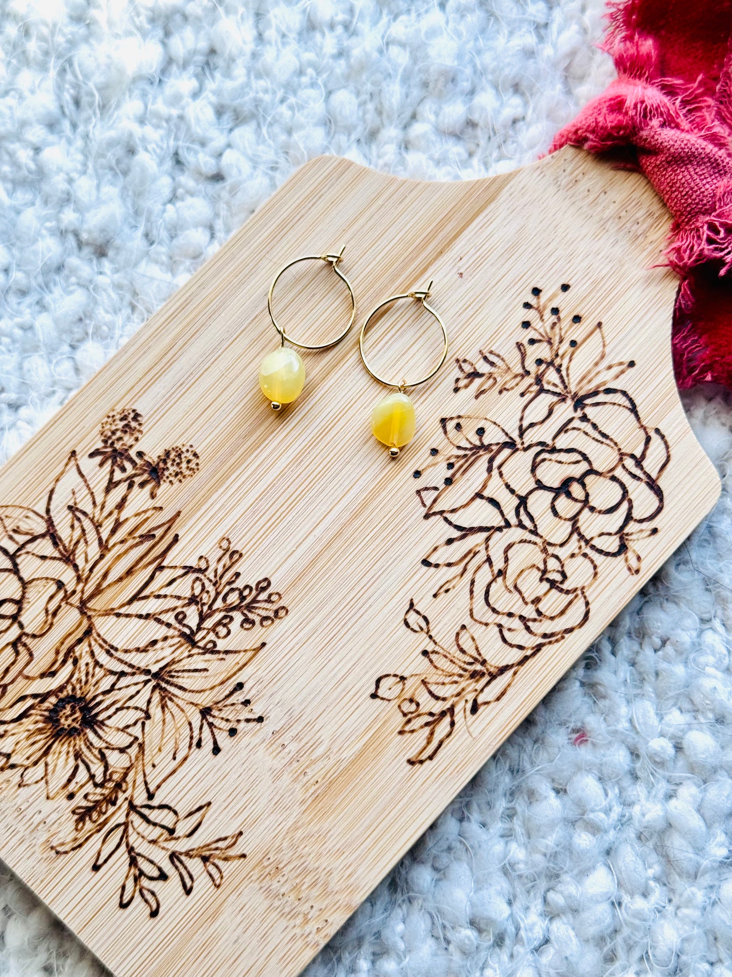 Yellow Opal + Gold Mini Hoops