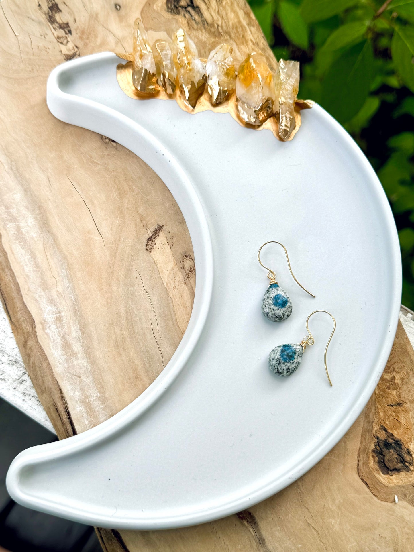 K2 Azurite Granite + Matte Gold Earrings