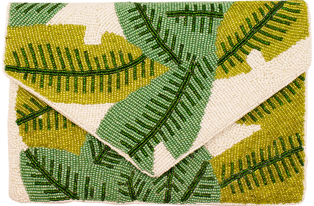 Envelope Beaded Clutch: Summer Palm Leaf