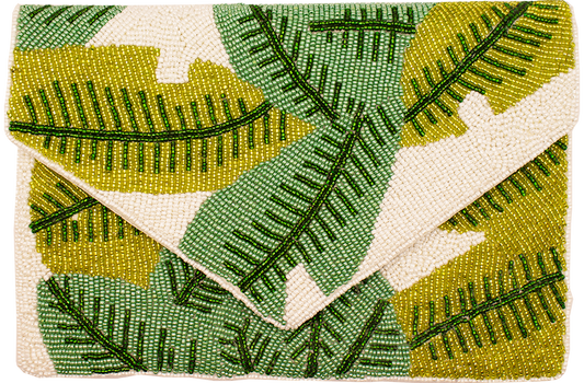 Envelope Beaded Clutch: Summer Palm Leaf