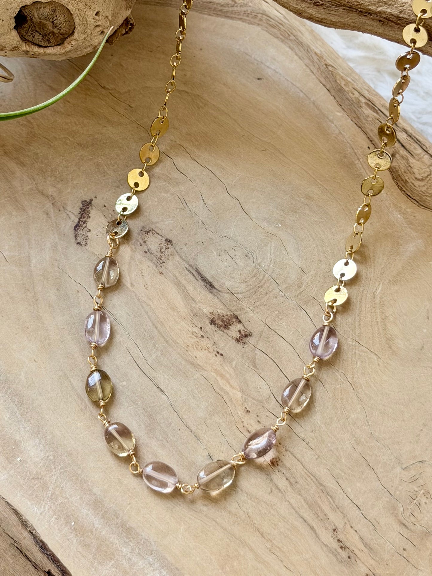 Ametrine + Gold Sequin Necklace