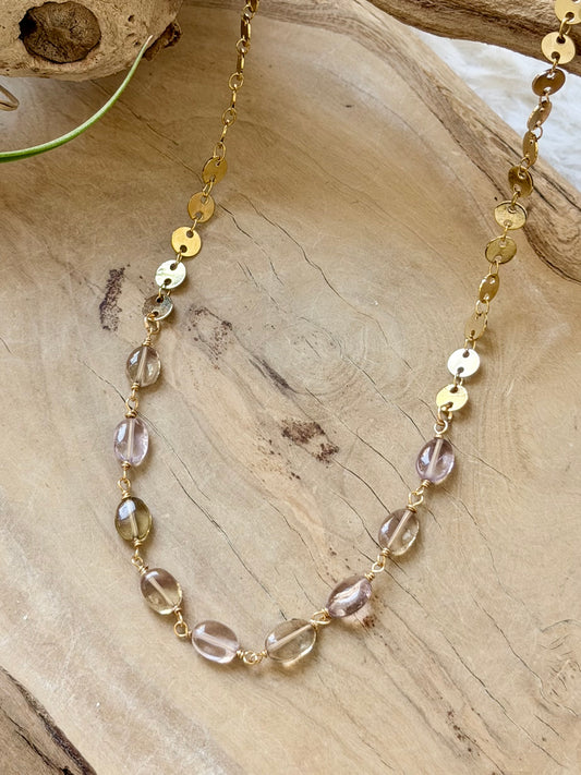 Ametrine + Gold Sequin Necklace