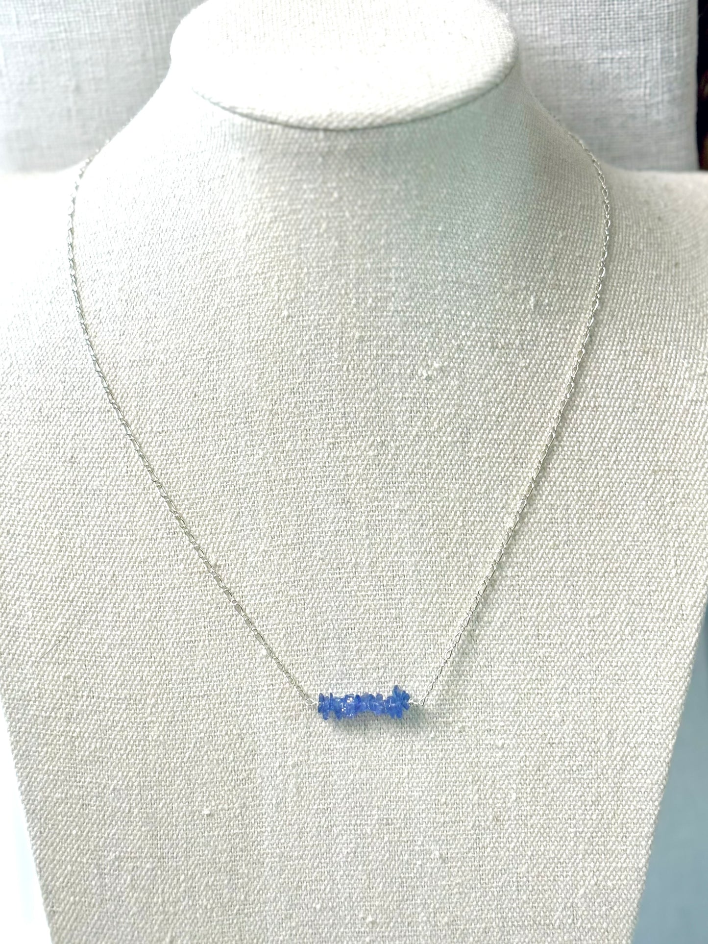 Tanzanite + Silver Bar Necklace