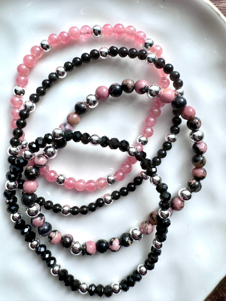 Pink + Black Silver (4-stack)