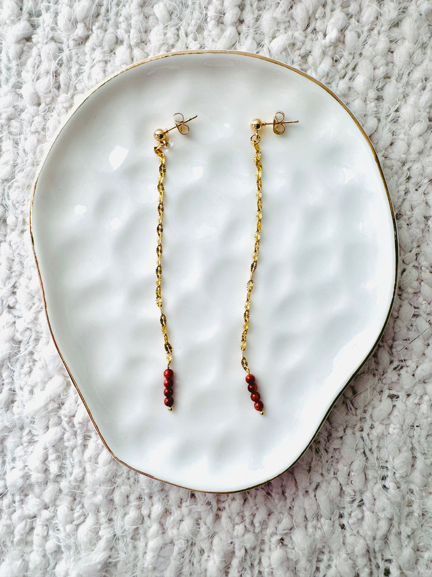 Goldstone + Gold Duster Earrings