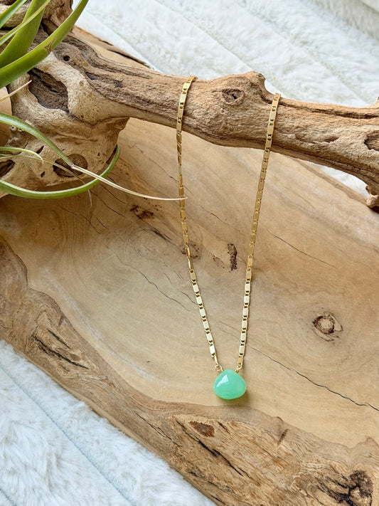 Chrysoprase + Matte Gold Necklace