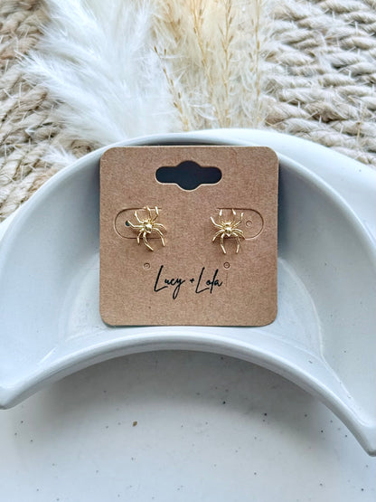 Gold Spider Mini Stud Earrings