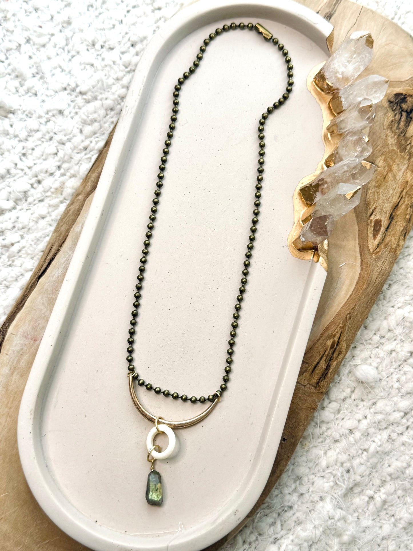 Labradorite + Mixed Metals Horseshoe Necklace