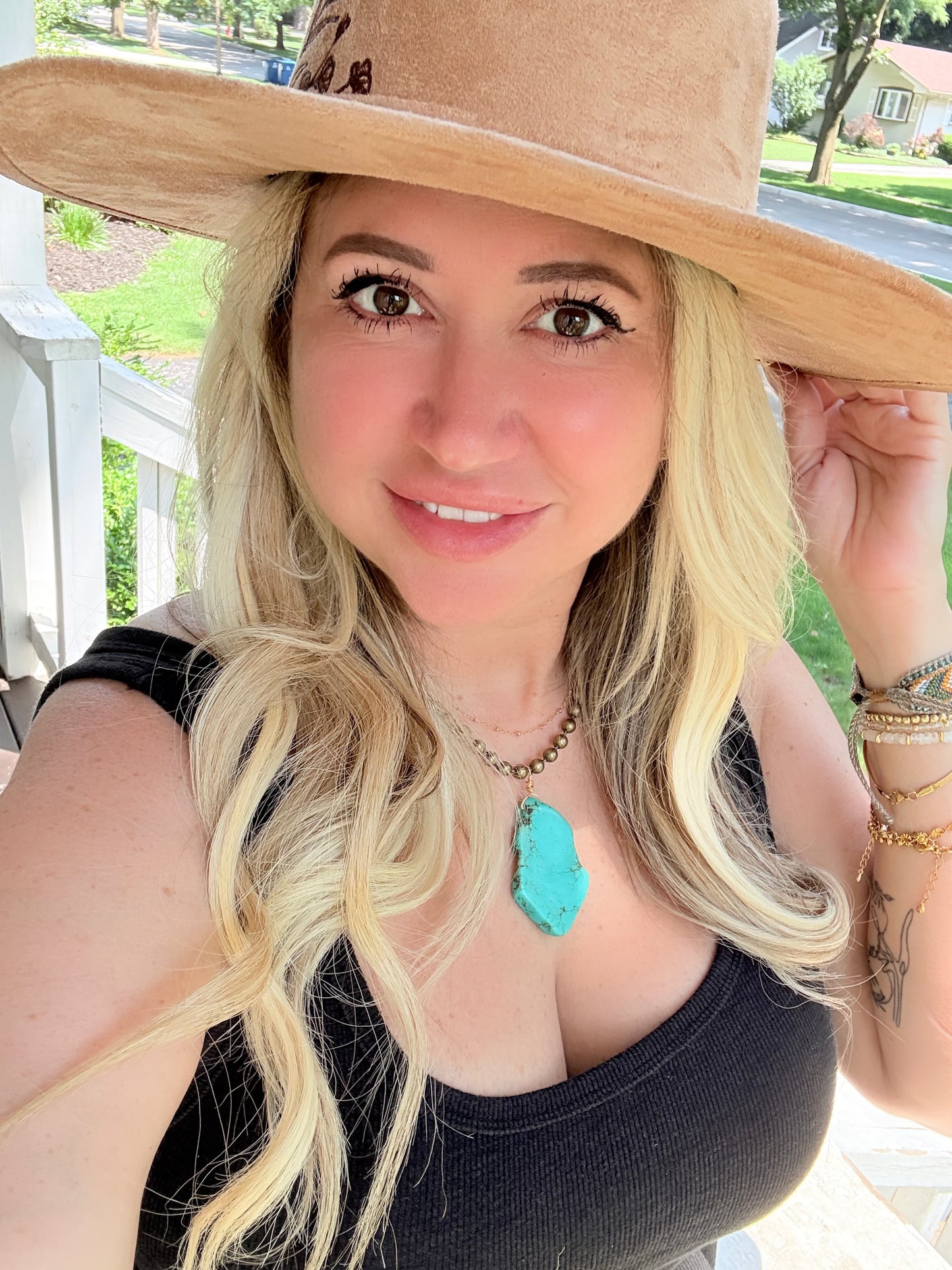 Chunky Turquoise + Antique Brass Necklace