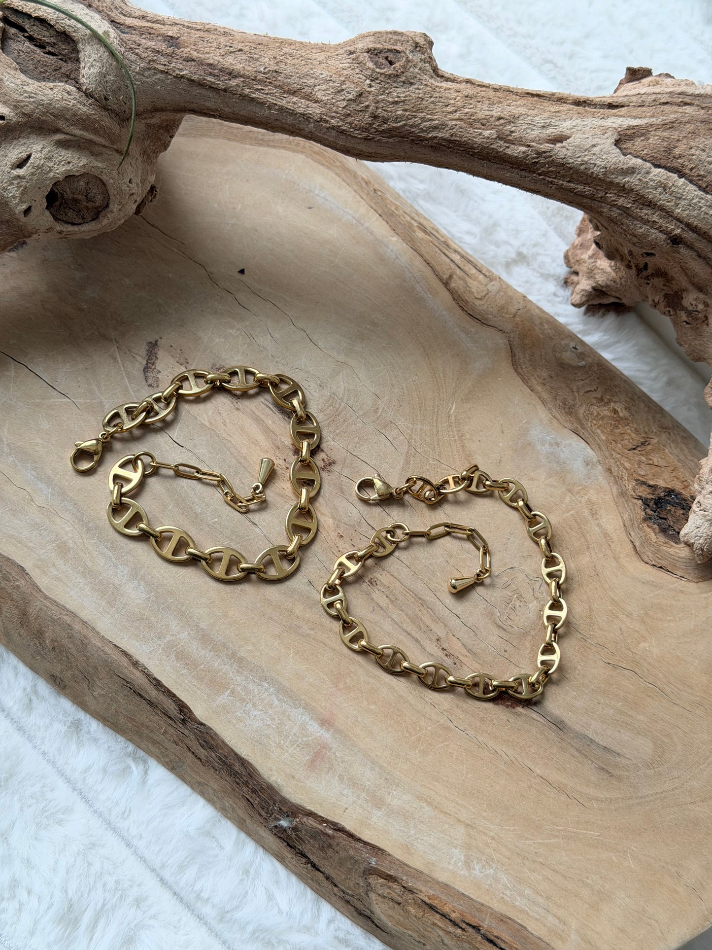 Gold Stainless Steel Mariner Chain Bracelet