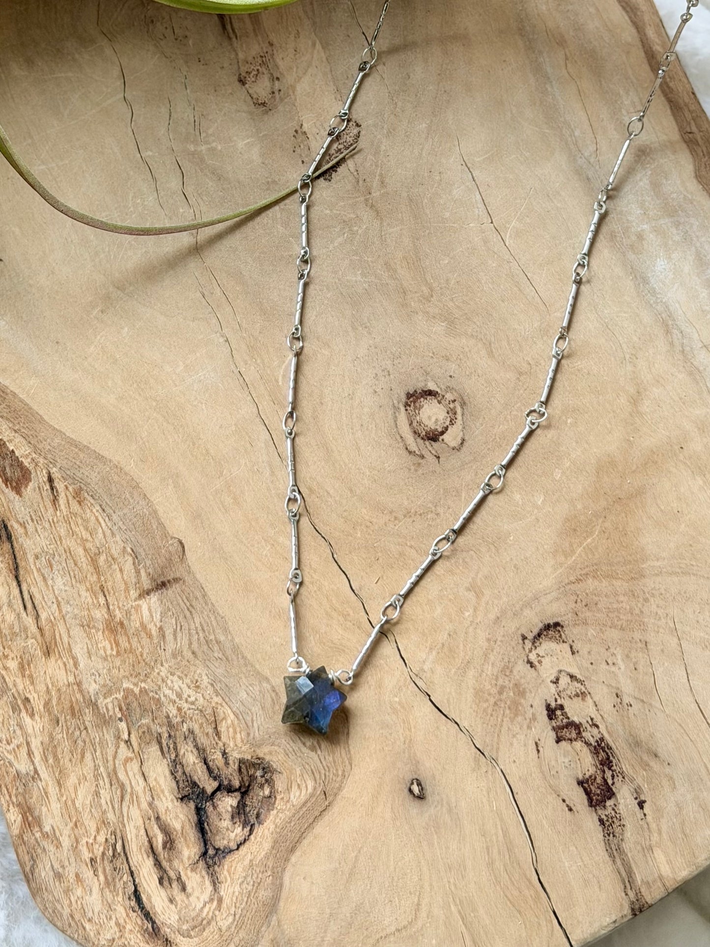 Labradorite Star + Stainless Steel Necklace