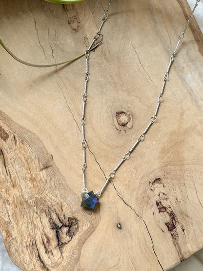 Labradorite Star + Stainless Steel Necklace