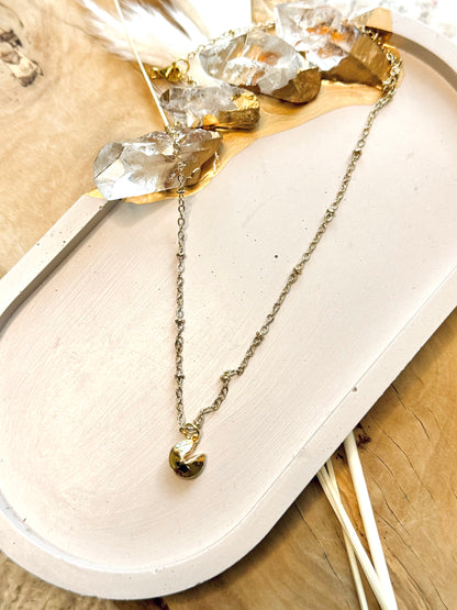 Gold Fortune Cookie Necklace