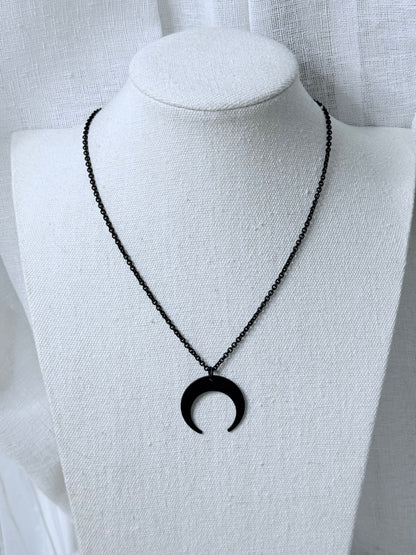 Matte Black Crescent Moon Necklace