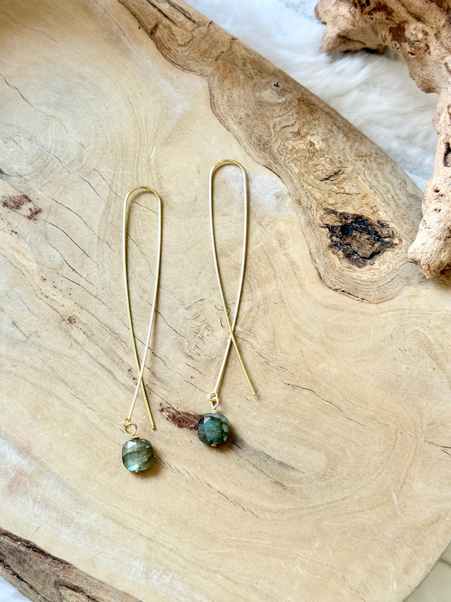 Labradorite Twister Threader Earrings