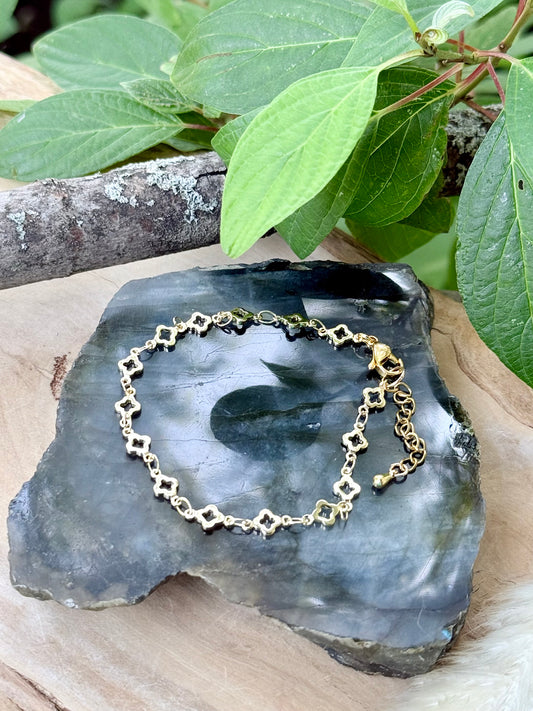 Gold Stainless Steel Clover Bracelet