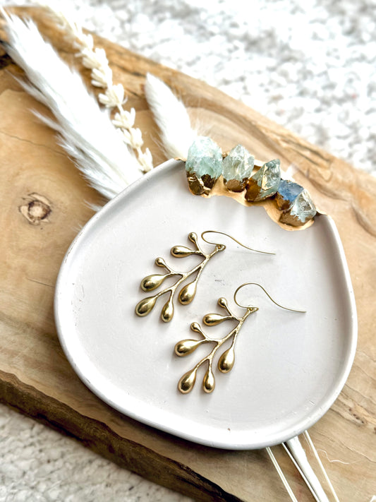 Matte Gold Olive Leaf Earrings