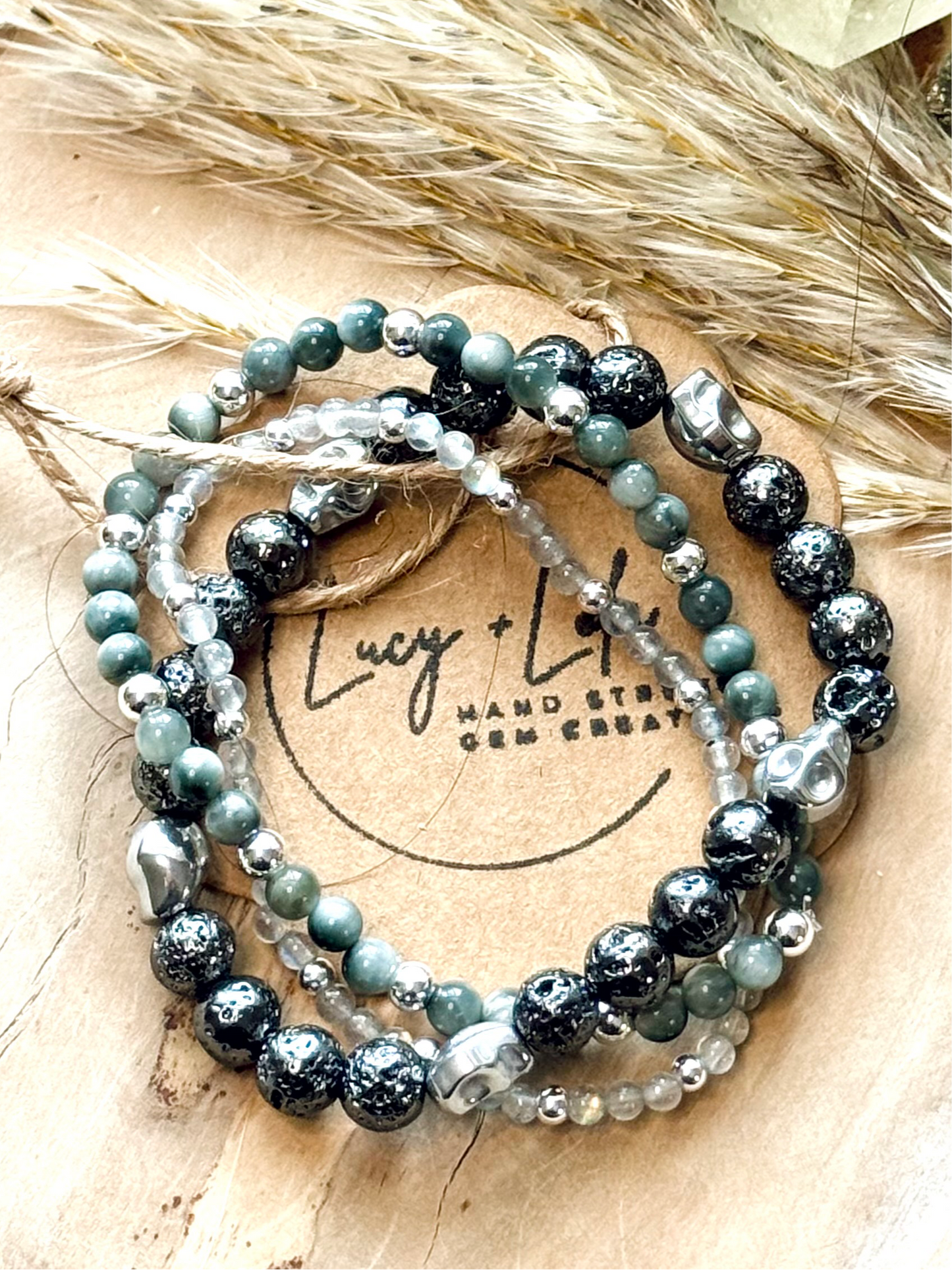 Gray + Silver Skully Stack (3-stack)