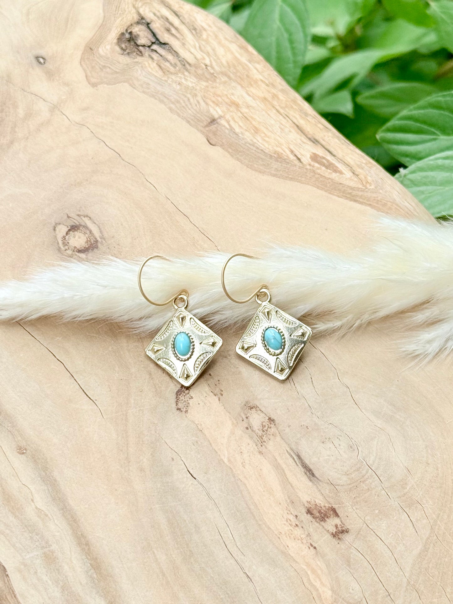 Turquoise + Matte Gold Cowgirl Earrings