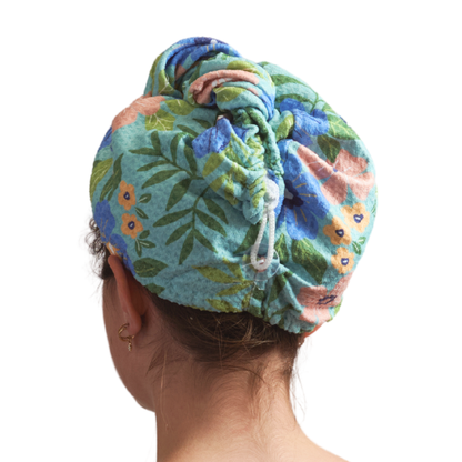 Garden in Turquoise - Hair Towel Wrap