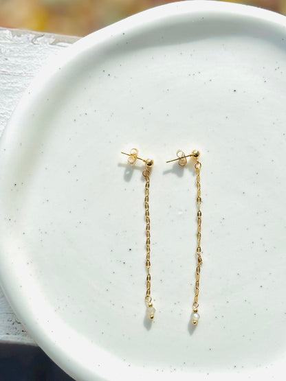 Moonstone + Gold Duster Earrings