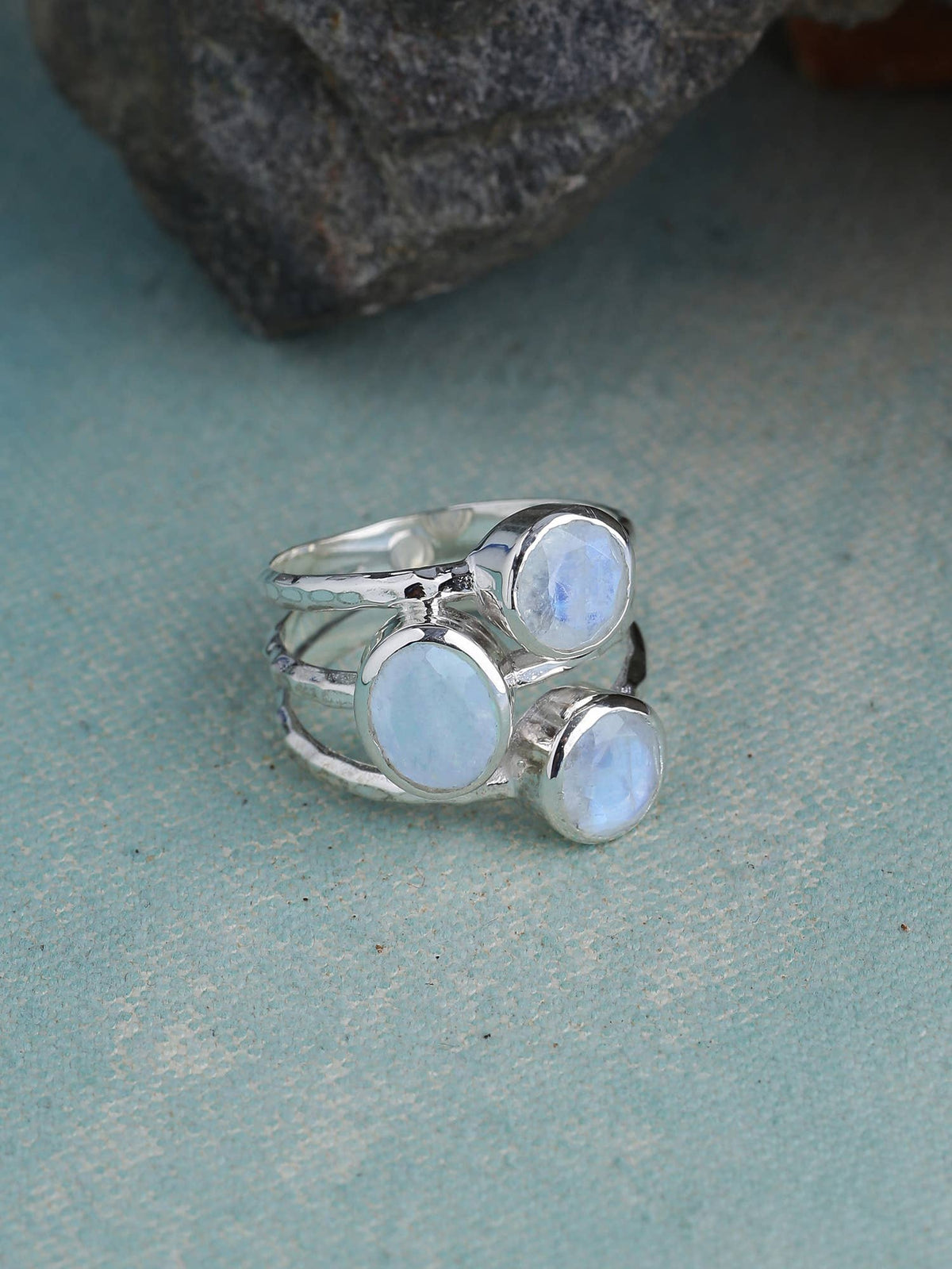 Rainbow Moonstone + Sterling Silver Ring