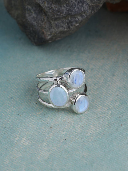 Rainbow Moonstone + Sterling Silver Ring