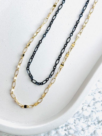 Black + Gold Skinny Chain Duet Necklace